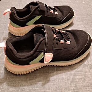 Target Brand Girls Size 5 Black Mint Pink Velcro Sneakers